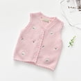 thumbnail image 3 of LNMQLPDBS Sweater Vest Baby Girls Floral Embroided Crochet V-Neck Sleeveless Tops Ruffle Knit Button Down Vest Cute Cardigan for Spring Autumn Girls Tank Tops Pink 18-24 Months, 3 of 3