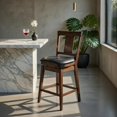 thumbnail image 4 of Resenkos 24 inch Swivel Upholstered Counter Height Bar Chair with Rubber Wood Legs, Bar Height Stools, Bar Stools for Kitchen Island for Kitchen, Dining Room, 4 of 8