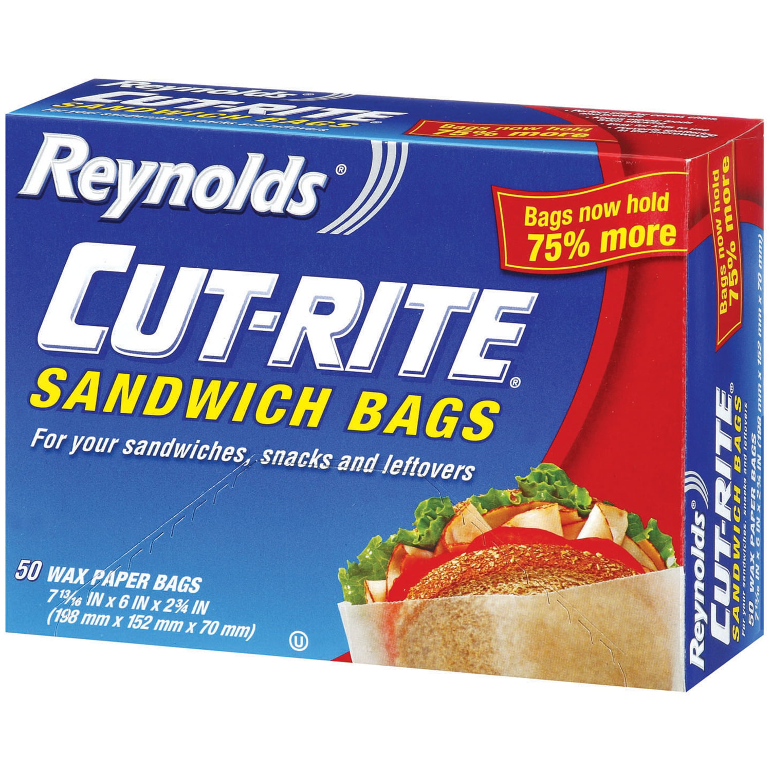 Reynolds® Cut-Rite® Wax Paper Sandwich Bags 50 ct Box
