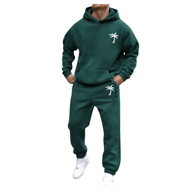 Male Casual Solid Two Piece Hooded Sports Suit Pocket Raglan Sleeve Hoodies Drawstring Pant Set Men Regular Suits Mens Ruffle Tux Casual Suit Big And Tall Men Suits Formal Suits for Men And Outfits