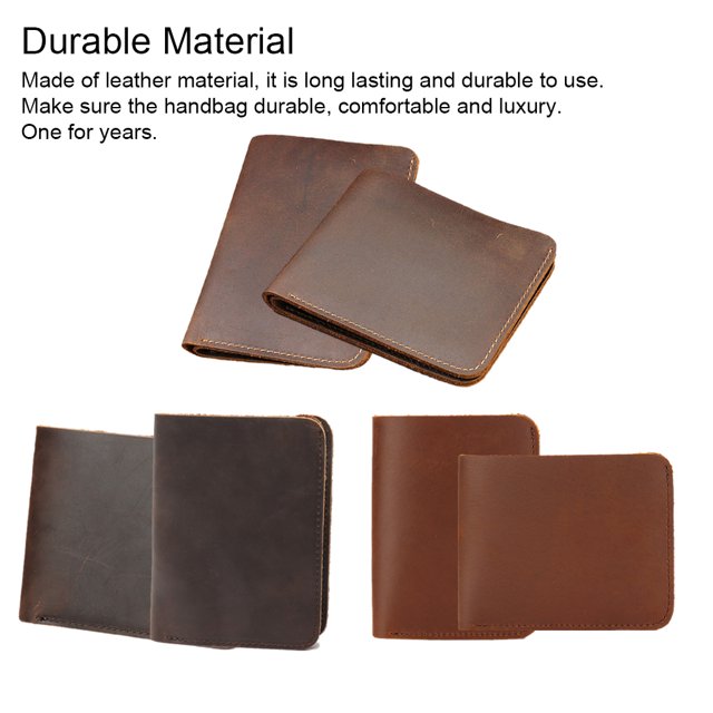 mmirethe Men Retro Wallet Money Clips Bag Coin Pocket Slim Purse Cowhide Card Short Handmade Business Driver License Case Coffee Color Horizontal
