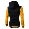 thumbnail image 3 of Capreze Hoodie For Men Lightweight Fleece Sherpa Lined Winter Warm Jacket Buttons Down Colorblock Hood Sweatshirts Coat With Pockets Yellow 2XL, 3 of 3