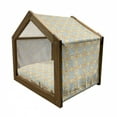 thumbnail image 2 of Ethnic Pet House, Old Culture Motifs Triangles and Rhombus Pattern, Outdoor & Indoor Portable Dog Kennel with Pillow and Cover, 5 Sizes, Pale Blue Orange, by Ambesonne, 2 of 5