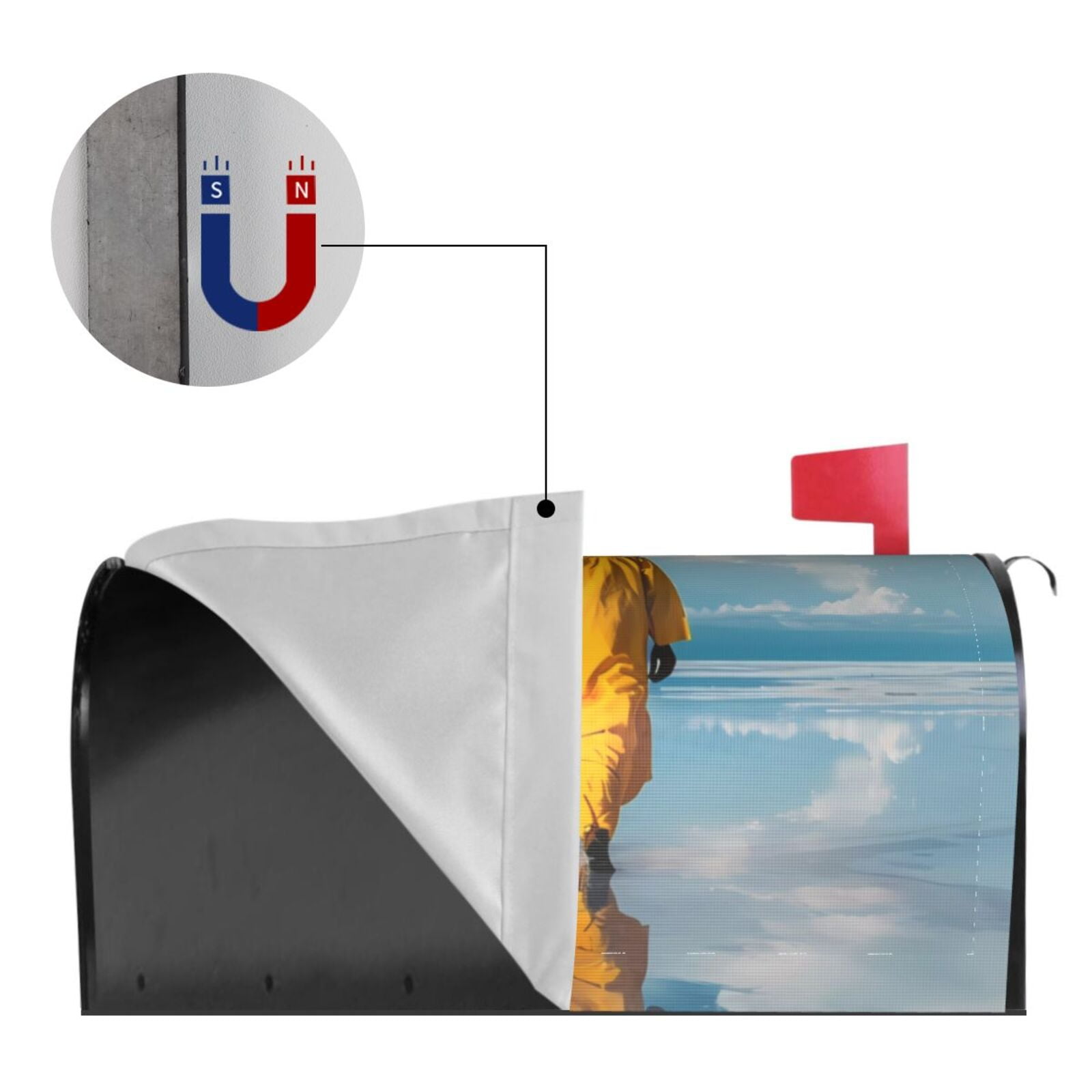 Logiee Monk Walking On Water Print Post Letter Box Wrap Decor, Mailbox Cover Suitable for Standard Mailbox and Large Size Mailbox,Outdoor Yard Decoration-25.5x21 in