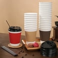 thumbnail image 1 of Paquete de 40 vasos desechables de café CLLC con tapa, resistentes vasos térmicos de papel grueso para llevar, vasos de papel para bebidas calientes y frías con tapa para beber, artículos reutilizabl, 1 of 8