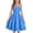 Blue, variant on Girls Summer Floral Print Dresses Flowy Sleeveless V Neck Bow Shoulder Ruched Waist Casual Play Sundress Orange 11-12 Years