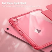 Fintie Clear Case for iPad (A16) 11th Generation 11 Inch (2025), iPad 10th Generation 10.9 Inch (2022), Crystal Transparent Back Cover with Pencil Holder, Auto Wake/ Sleep, Pink