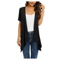 thumbnail image 2 of Sanbonepd Women Cardigan Short Sleeve Casual Coat Drape With Pocket High Low Hem, 2 of 5