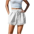 thumbnail image 2 of Byworldtasic Womens Shorts Womens Y2K High Waisted Linen Dressy Casual Pleated Wide Leg Summer Shorts with Elastic Waist, 2 of 7