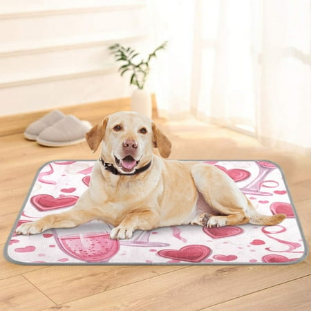 Pet Cooling Pad Foldable Self Cooling Mat Breathable Pet Cushion Sleep Pad for Dogs and Cats Red Heart-shaped Bubbles S