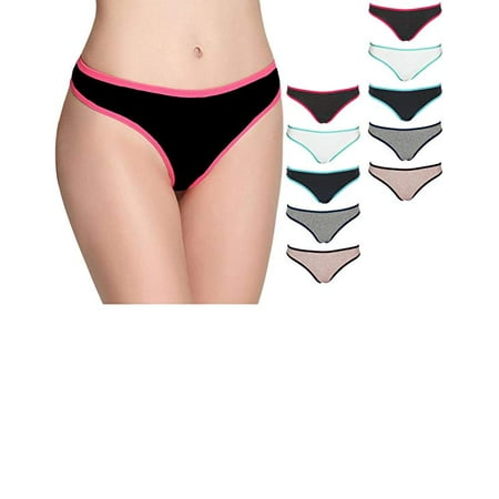 Emprella Womens Underwear, 10 Pack Thongs for Women Cotton Seamless Ladies Thong