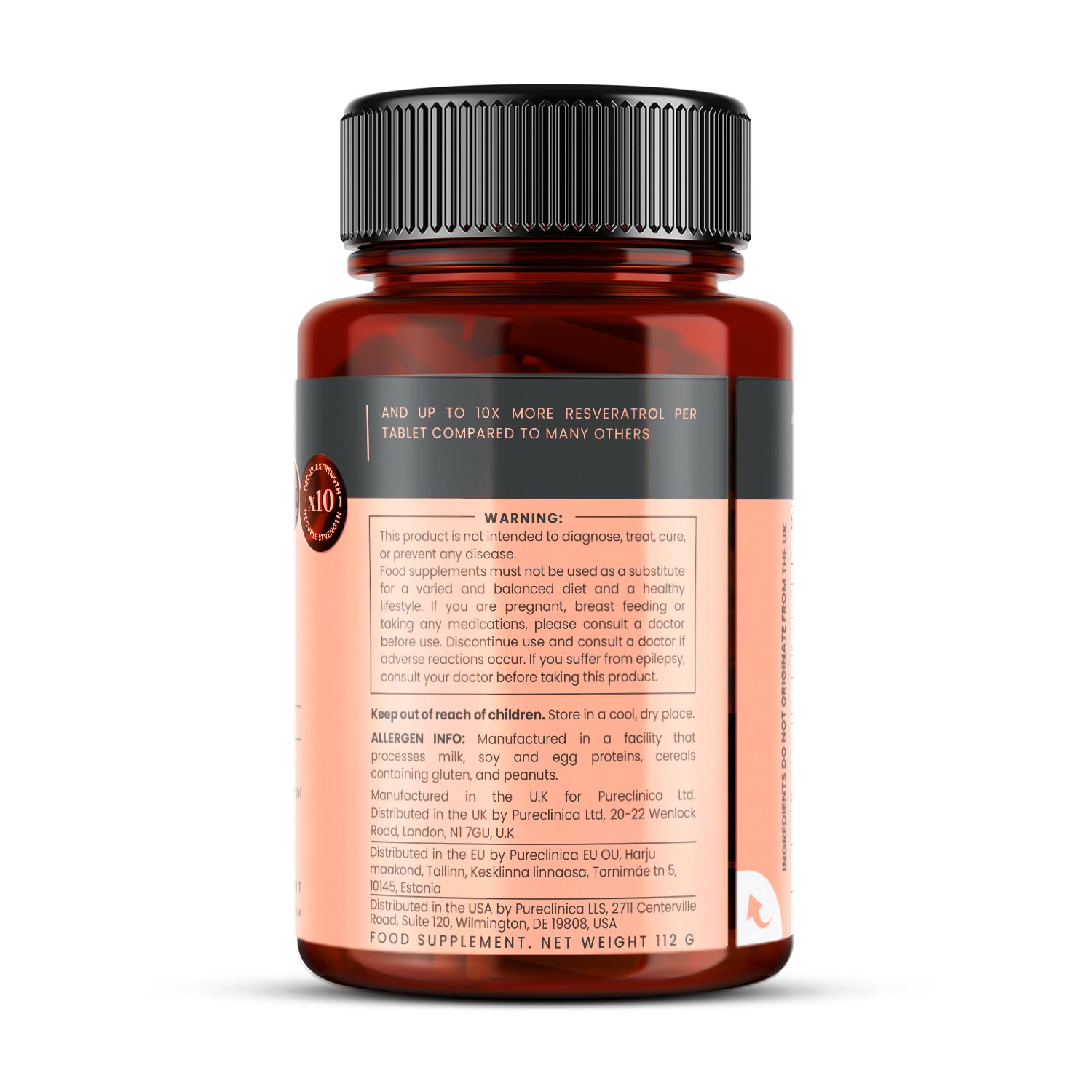 1000mg Resveratrol x 90 Tablets (3 Months Supply). 10 x Strength with Black Pepper Extract for Faster Absorption