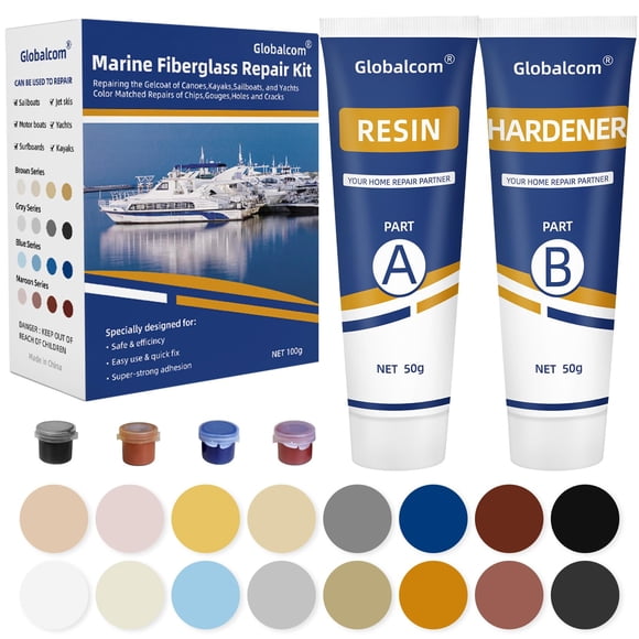 Kit de reparación de barcos de fibra de vidrio Globalcom Fiberglass Color Match