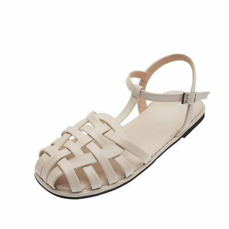 

Wandatree Womens Sandals New Style Flat Roman Sandals Casual Woven Buckle Toe Cap Sandals