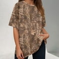 thumbnail image 2 of Goindgs Camo Shirt Women Oversized Maple Leaf Graphic Print Short Sleeve Tee Tops Summer Casual Loose T-Shirts Streetwear Coffee-M, 2 of 4