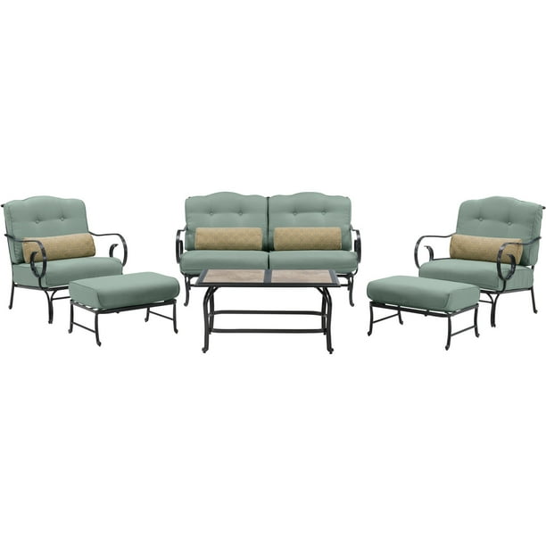 Ina Factory Direct Seas 6 Piece Patio Set In Ocean Blue With A Tile Top Coffee Table Com Ocean Blue With A Tile Top Coffee Table, Factory Direct Patio Sets