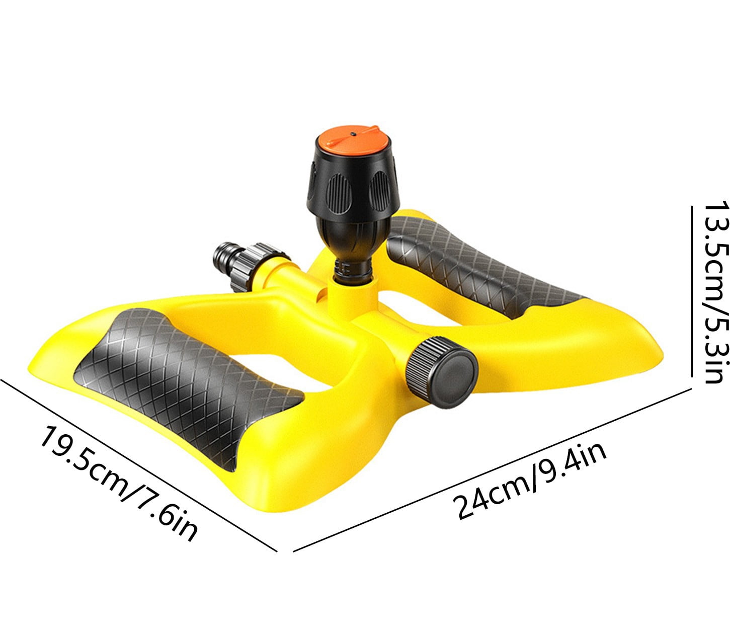 Djiypn Sprinkler for Yard, Rotating Water Garden Sprinkler for Large Area Coverage, Lawn and Yard Sprinklers, Yellow