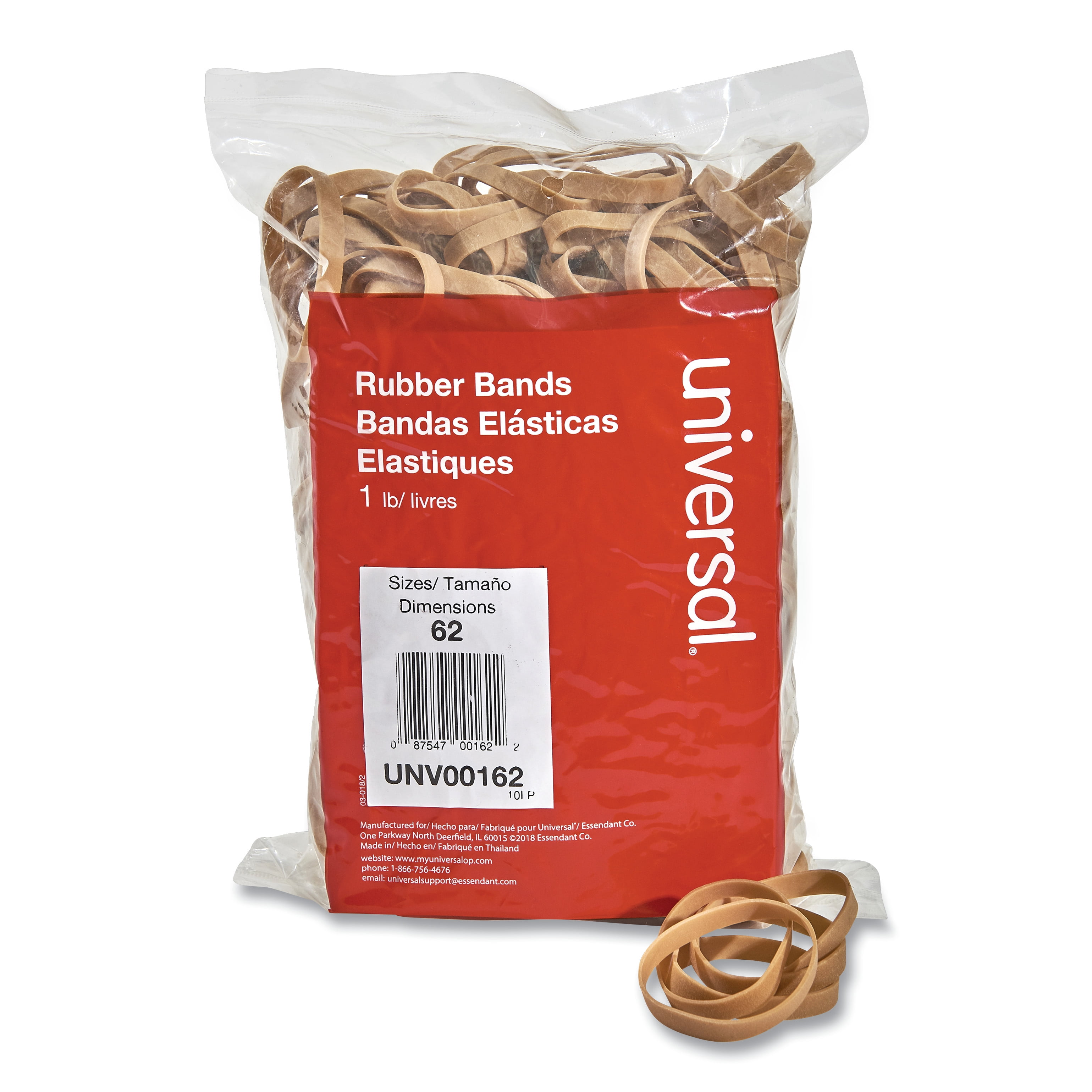 Universal Rubber Bands, Size 62, 21/2 x 1/4, 490 Bands/1lb Pack