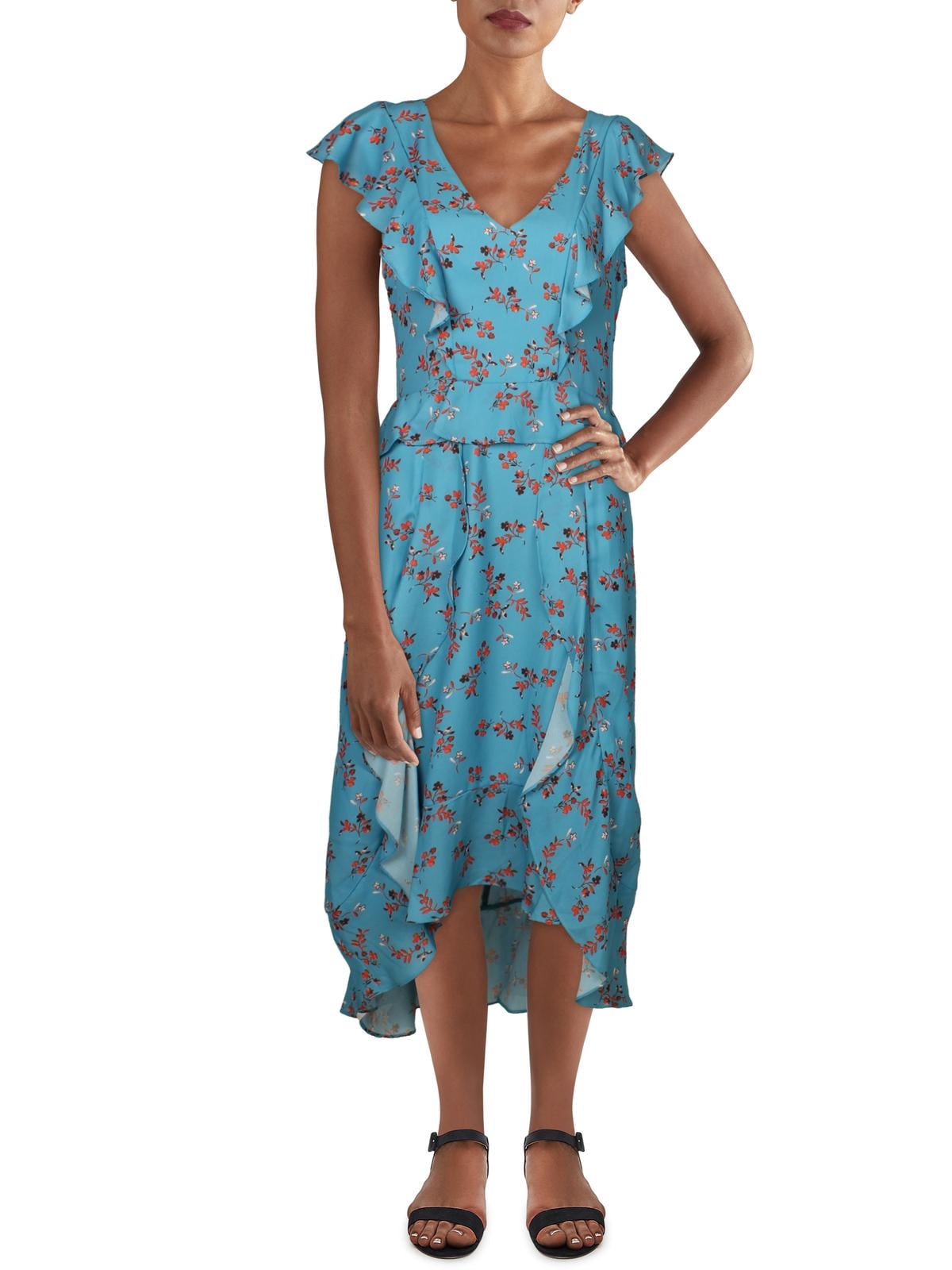 parker ruffle midi dress