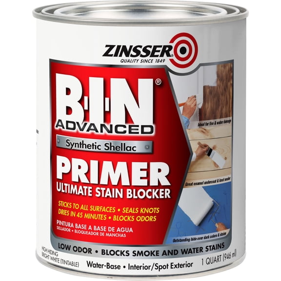 1 qt Zinsser 271009 White Zinsser, B-I-N Advanced Synthetic Shellac Primer Pack of 1