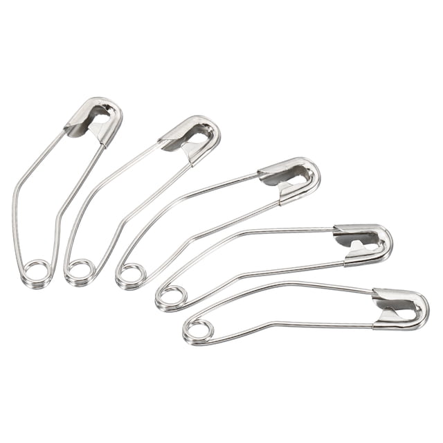 Uxcell Safety Pins 1.5 Inch Metal Nickel Plated Curved Sewing Pins Silver Tone 50Pcs