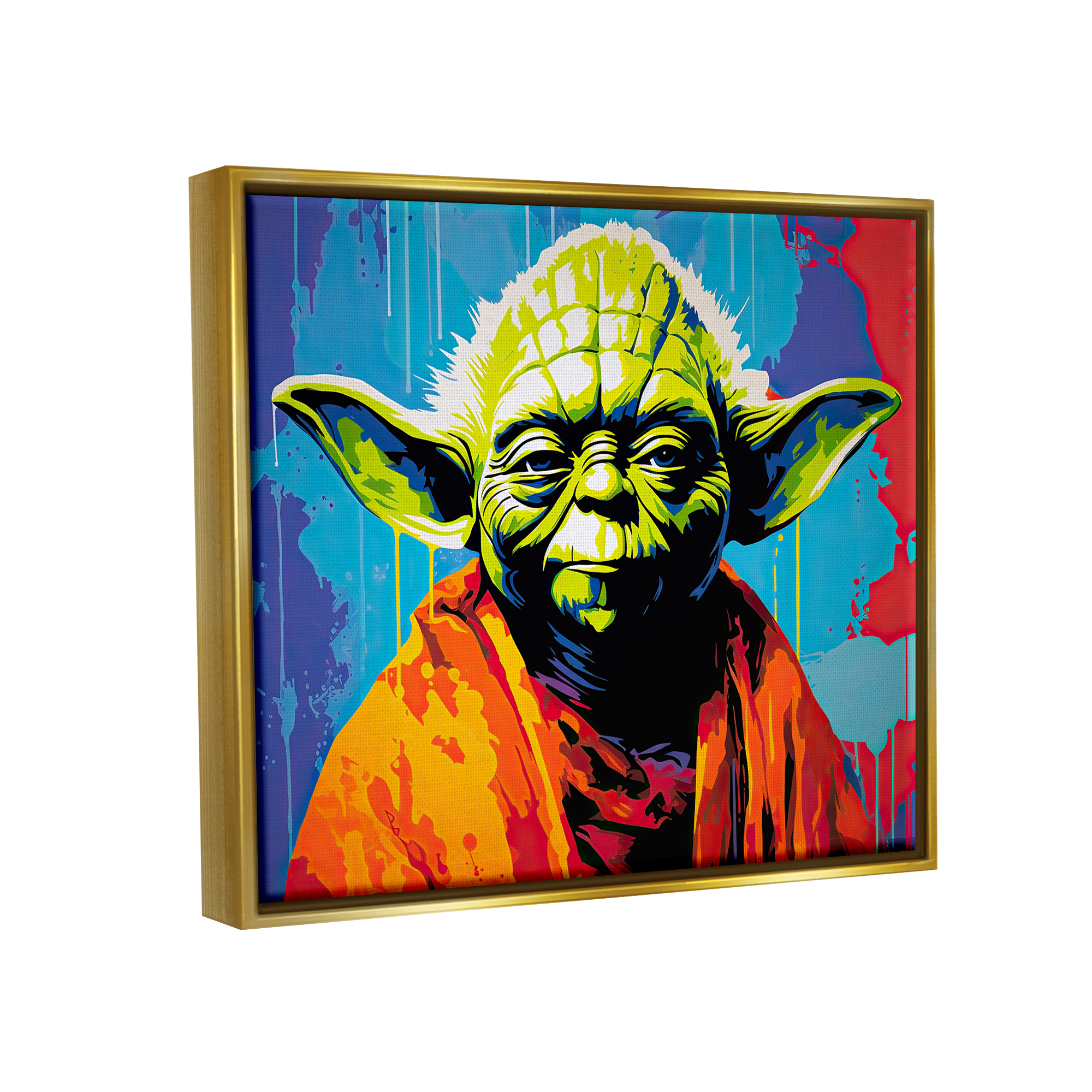 Stupell Industries Pop Style Sci-Fi Creature Fairy Tales & Fantasy Painting Gold Floater Framed Canvas Art Print Wall Art, 31 x 25