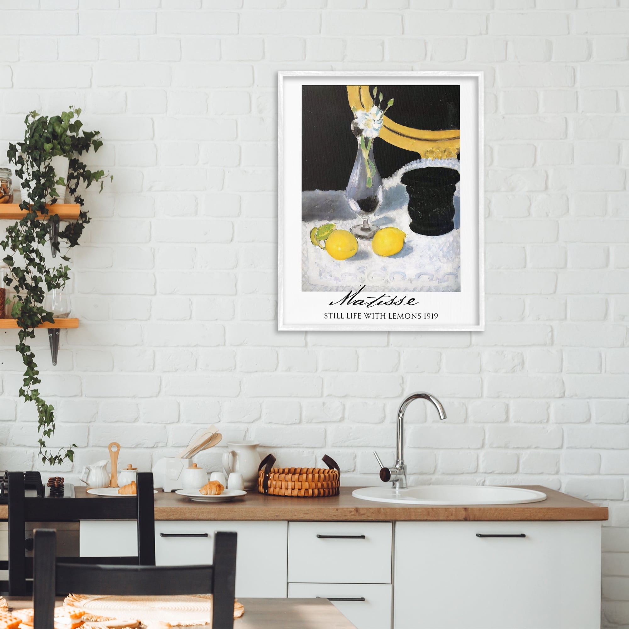 Stupell Industries Matisse Still Life Lemons White Framed Giclee Art, design by Vintage Hustle