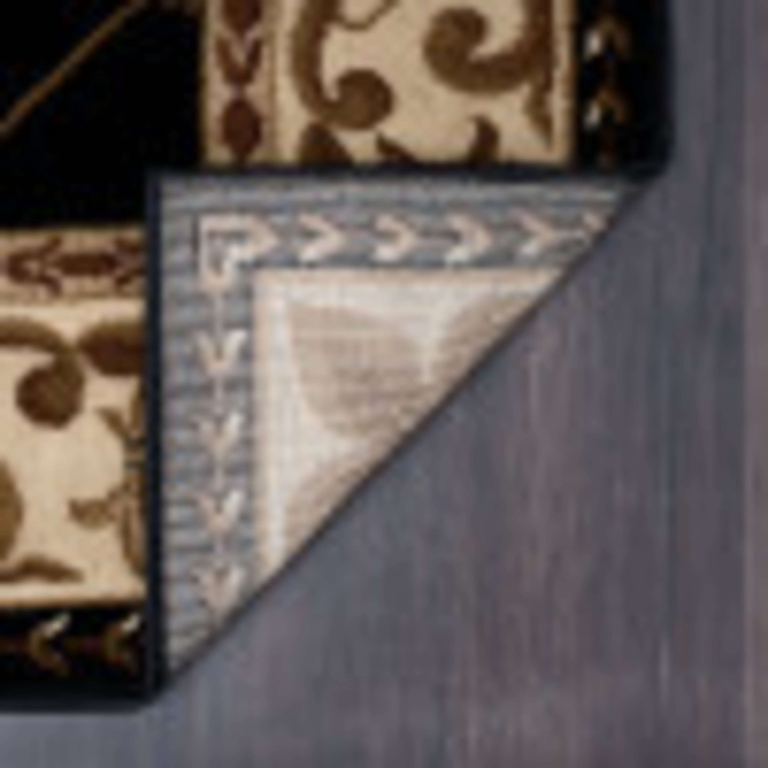 Sensation Traditional 9' x 12' Black and Beige Polypropylene Indoor Area Rug