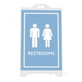 thumbnail image 3 of M&T Displays White Street SignPro Board, Weatherproof A-Frame Sidewalk Curb Sign with 2 24x36 inch Matt Laminated Anti-Glare RESTROOMS Sticker Signs, Folding Portable Double Sided, 3 of 8
