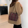 thumbnail image 5 of Bolso de hombro con cadena a cuadros retro para mujer, bolso de hombro con cadena a cuadros retro, nuevo bolso de hombro con contraste de color para otoño e invierno de 2024, versión coreana, 5 of 5