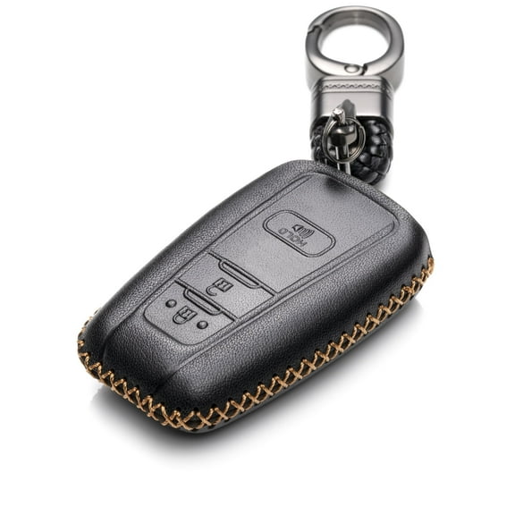 Vitodeco Genuine Leather Smart Key Fob Case Compatible with Toyota Rav4, Camry, Prius, Highlander, CH-R, Avalon, Toyota 86, Mirai (3 Buttons, Black)