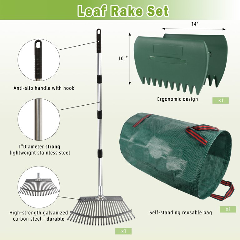 West Bay 56" Leaf Rake Set, 25-Tine with Leaf Bag photo 6
