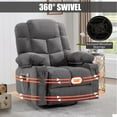 thumbnail image 5 of Sesslife Swivel Rocker Recliner Chair with Heat and Vibration Massage, Manual Fabric Lounge Chair with Side Pockets, 2 Cup Holders, USB Charge Port, Single Sofa Chair for Bedroom Theater,Gray, 5 of 8