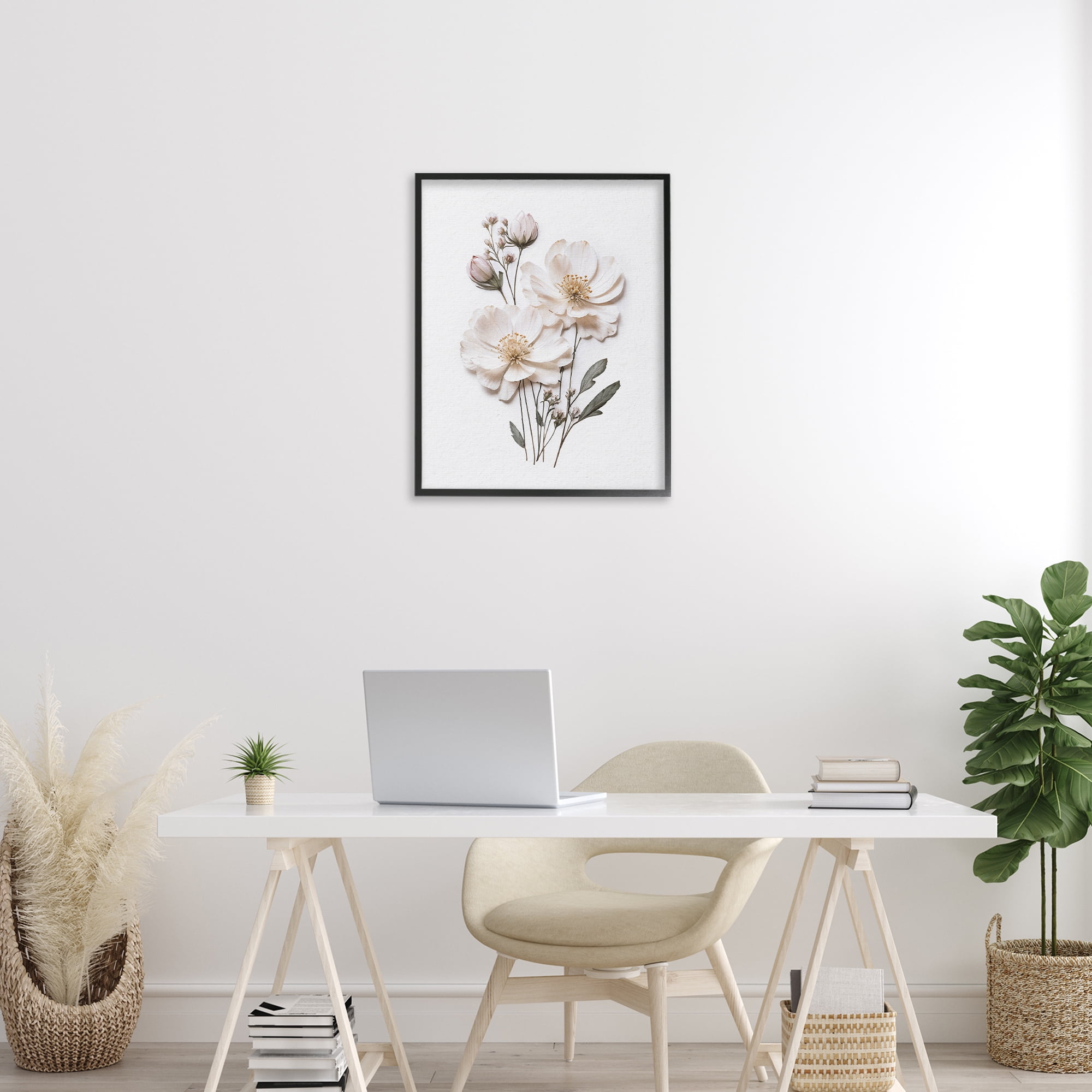 Elegant Pressed Flowers Black Framed Giclee Art, design by Lettered and Lined