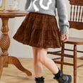thumbnail image 4 of Skirts for Girls Girls Velvet Mini Skirt Vintage Elastic Waist Ruffle Skirts Kids Pleated Tiered Short Skirt Khaki 5-6Y, 4 of 5