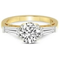 thumbnail image 3 of 1 Carat IGI Certified Round Shape Lab Grown Diamond Engagement Ring | 14K Yellow Gold | Madison Three Stone Side Baguette Diamond Lab Diamond Ring | FG-VS1-VS2 Quality Friendly Diamonds, 3 of 4