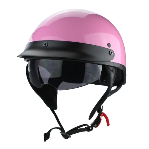 DOT Women's Pink Motorcycle Half Helmet with Visor