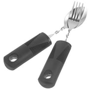 Stainless Steel Cutlery Bendable Fork and Spoon Adaptive Utensils Elderly Rubber Handle