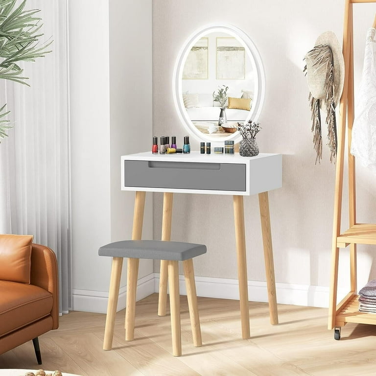 Small makeup vanity sale with lighted mirror
