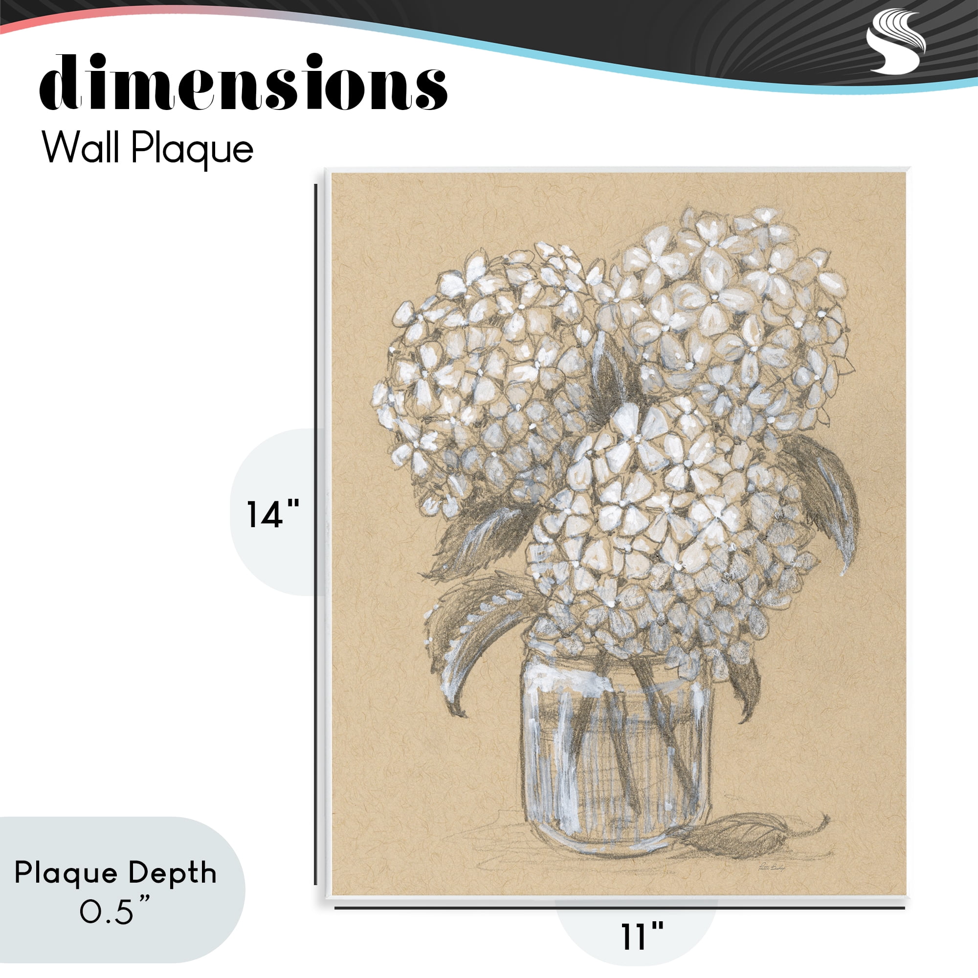 Stupell Industries Hydrangea Jar Drawing Wall Plaque Art, design by Patti Bishop