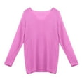 thumbnail image 4 of UJNDER Deep V Neck Waffle Long Sleeve Knit Sweater Loose Fit for Women Casual Pullover Top Pink S, 4 of 5