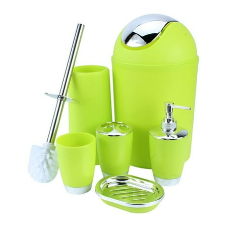 Luxury Bathroom Accessories Sets Hilitand 6Pcs Bathroom Accessory Set Luxury Bath Set Collection Features Toothbrush Holder,Soup Holder, Soap Dish Dispenser, Bin and Toilet Brush Set (Green) ()