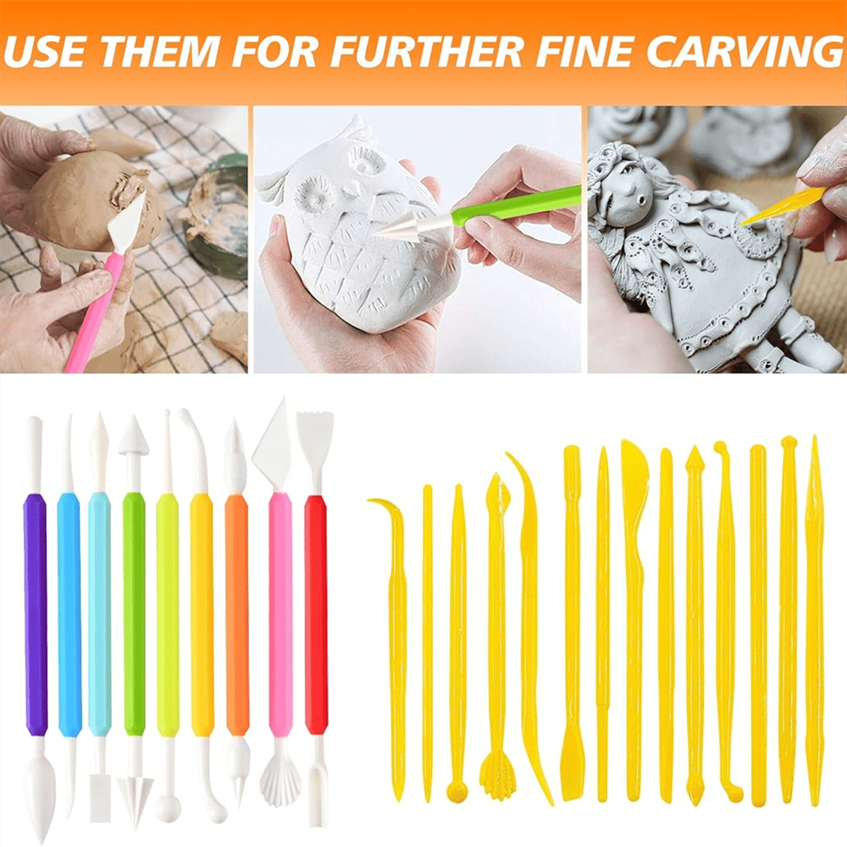 53Piece Clay Tool Kit,Clay Sculpting Tools Pottery Kit Polymer Ceramic Air Dry Set,Painting,Embellishment New