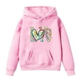 thumbnail image 2 of Bnwani Hoodies Girls Crew Neck Long Sleeve Pockets Short Sweatshirt Hearts Graphic Printed Tops Pullover, 2 of 3