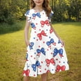 thumbnail image 6 of Delliss Girls Dress Flared Sleeve Ruffle Hem A-Line Sundress Casual Dresses 6-15 Years, 6 of 7