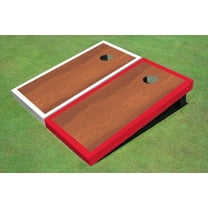 Rosewood Stained Center Red And White Border Custom Cornhole Board