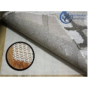 Spura Home Floor Shaggy Carpet Non-Slip White Geometric Rug Pad 3X5