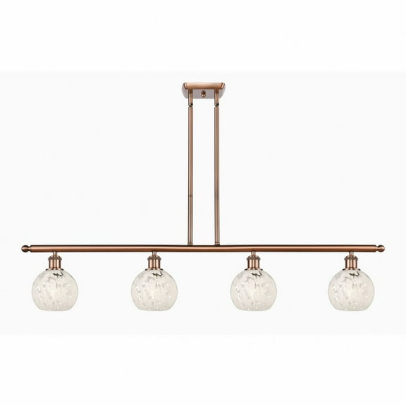 Innovations Lighting - White Mouchette - 4 Light Stem Hung Island In Modern