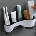 thumbnail image 4 of Wall Mount Toothbrush Holder with Towel Hook ABS Bathroom Organizer No Drill Installation, 4 of 7