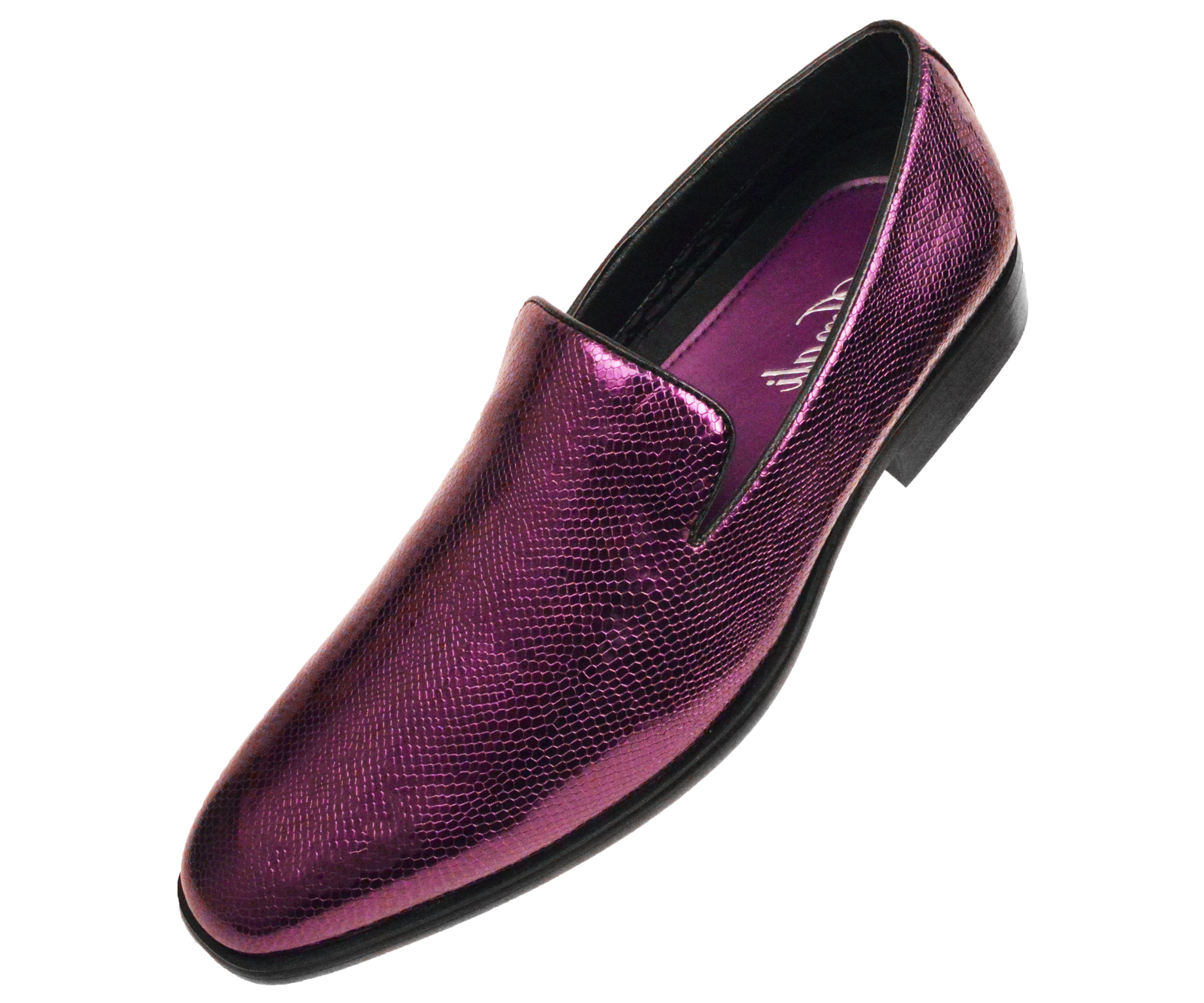 Amali Men's Purple Velvet Speckled Pattern Loafers Gold Metal Toe Tassels Chaz 